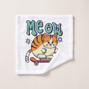 Cat Skating Meow Wash Cloth