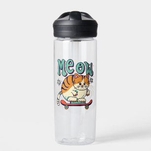 Cat Skating Meow Water Bottle