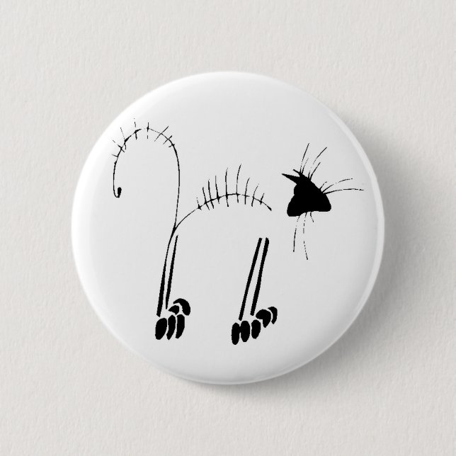 Cat Skeleton 6 Cm Round Badge (Front)