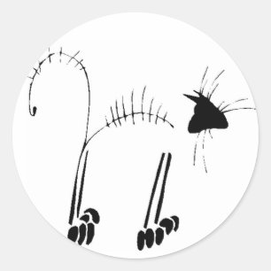 Cat Skeleton Classic Round Sticker