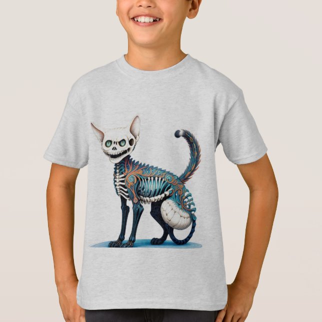 Cat Skeleton Fusion - Hyperdetailed Art T-Shirt (Front)