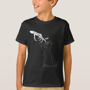 Cat Skeleton Hand Boop Cat Nose Funny Halloween Ou T-Shirt