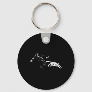 Cat Skeleton Hand Boop Halloween Cute Black Cats P Key Ring