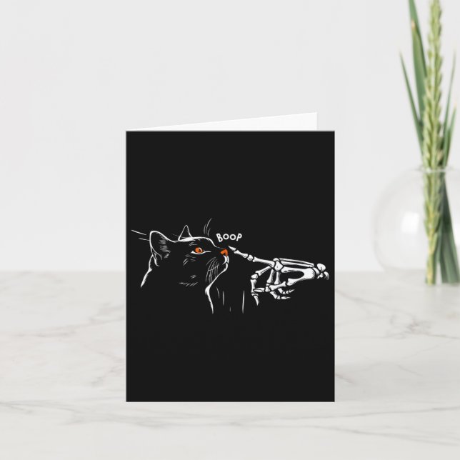 Cat Skeleton Hand Boop Halloween Pet Women Girls K Card (Front)