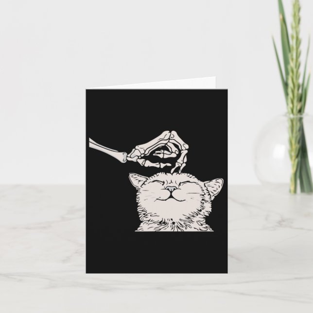 Cat Skeleton Hand Lazy Halloween Costume Cool Bone Card (Front)