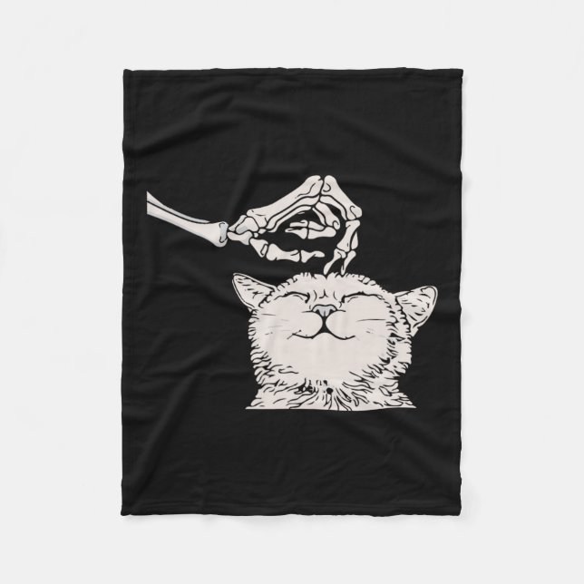 Cat Skeleton Hand Lazy Halloween Costume Cool Bone Fleece Blanket (Front)