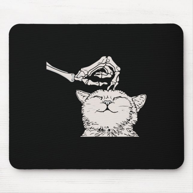 Cat Skeleton Hand Lazy Halloween Costume Cool Bone Mouse Pad (Front)