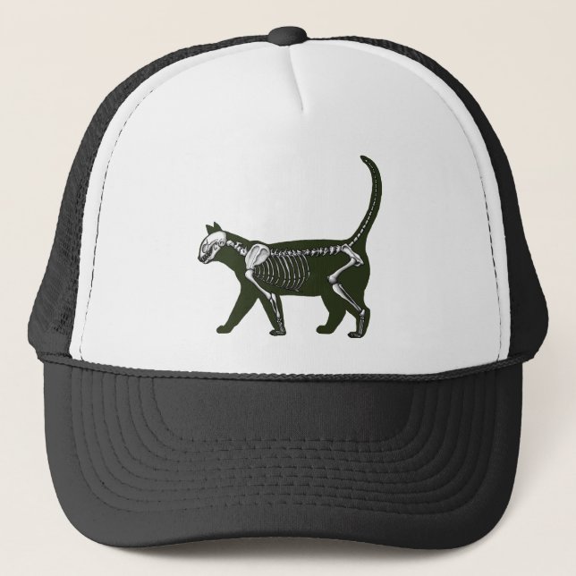 Cat Skeleton Trucker Hat (Front)