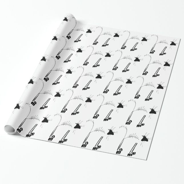 Cat Skeleton Wrapping Paper (Unrolled)