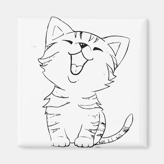 Cat Sketch Drawing Graphic Arts Kitten Silhouette. Magnet (Front)