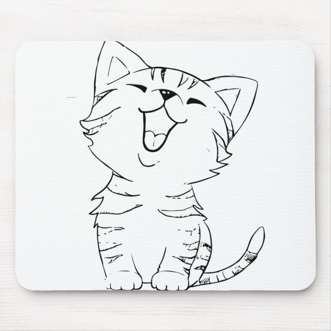 Cat Sketch Drawing Graphic Arts Kitten Silhouette. Mouse Pad (Front)