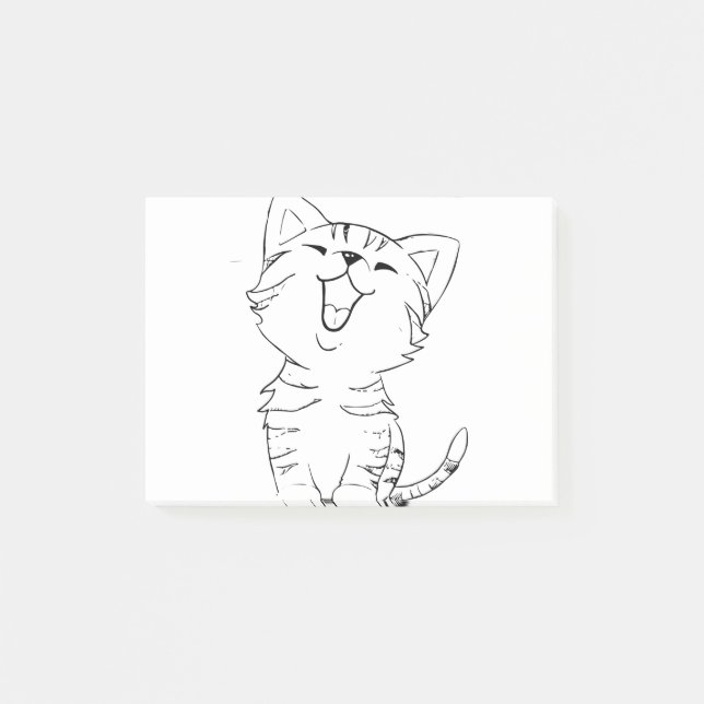 Cat Sketch Drawing Graphic Arts Kitten Silhouette. Post-it Notes (Front)