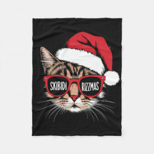 Cat Skibidi Rizzmas Christmas Rizz Santa Claus Cha Fleece Blanket