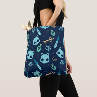 Cat Skull Dark Blue Dark Blue Skulls Pattern Pet  Tote Bag
