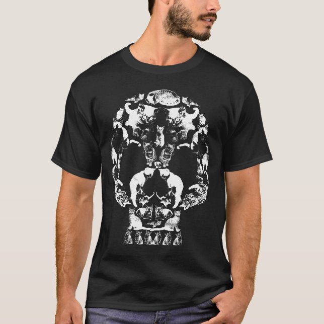 Cat skull death kitten ghost T-Shirt (Front)