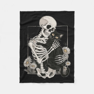 Cat Skull Kitten Cute Skeleton Halloween Men Women Fleece Blanket
