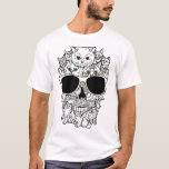 Cat Skull Kitty Skeleton Black Sunglass Men  T-Shi T-Shirt<br><div class="desc">Cat Skull Kitty Skeleton with Black Sunglass Halloween Funny Gift Tee Men T-shirt Classic Collection.</div>