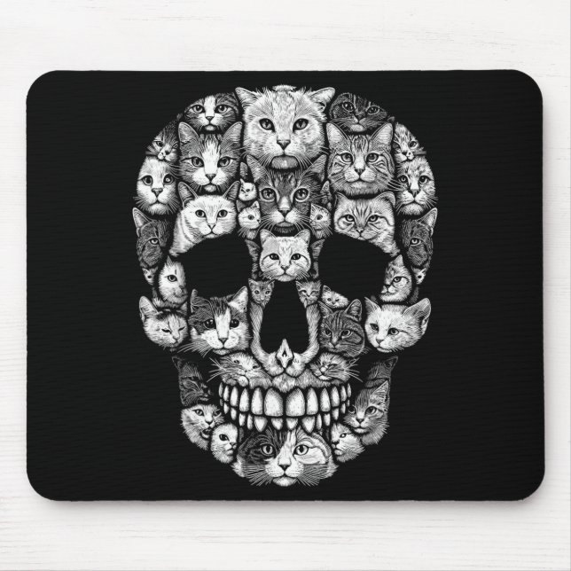 Cat Skull Kitty Skeleton Halloween Costume Cat Mouse Pad (Front)