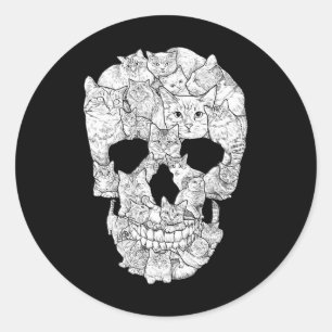 Cat Skull - Kitty Skeleton Halloween Costume Idea Classic Round Sticker