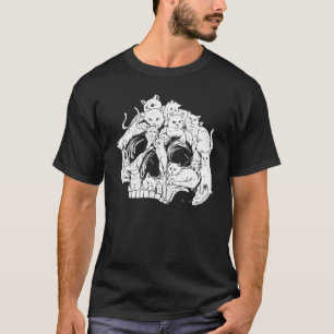 Cat Skull Kitty Skeleton Halloween Costume Skull C T-Shirt