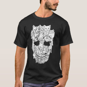 Cat Skull Kitty Skeleton Halloween Costume Skull C T-Shirt