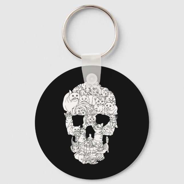 Cat Skull Kitty Skeleton Halloween Costume Tarot  Key Ring (Front)