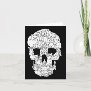 Cat Skull Kitty Skeleton Halloween Goth Punk Emo G Card