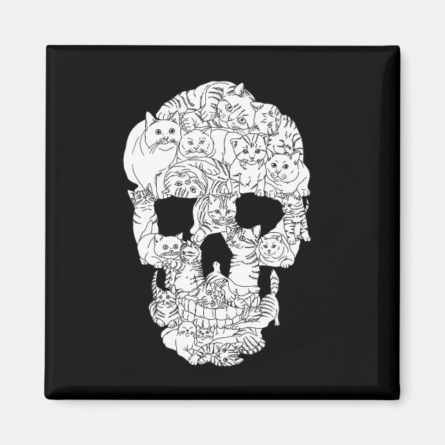 Cat Skull Kitty Skeleton Halloween Goth Punk Emo G Magnet (Front)