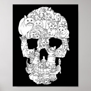 Cat Skull Kitty Skeleton Halloween Goth Punk Emo G Poster