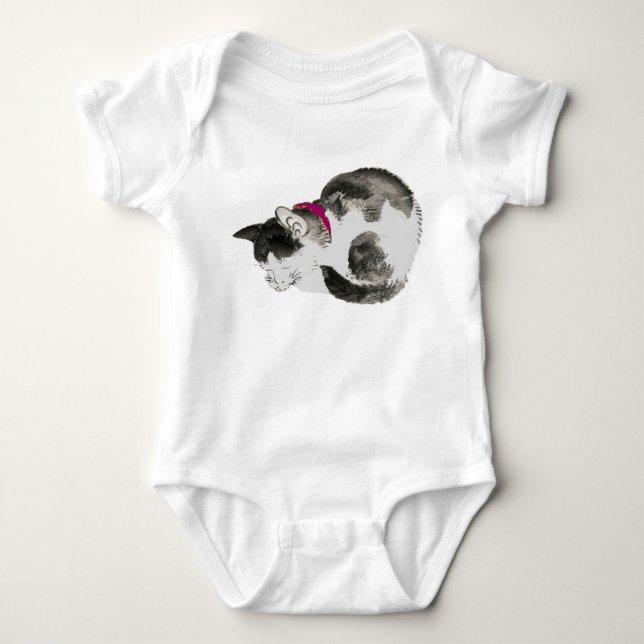 Cat sleeping baby onies bodysuit (Front)