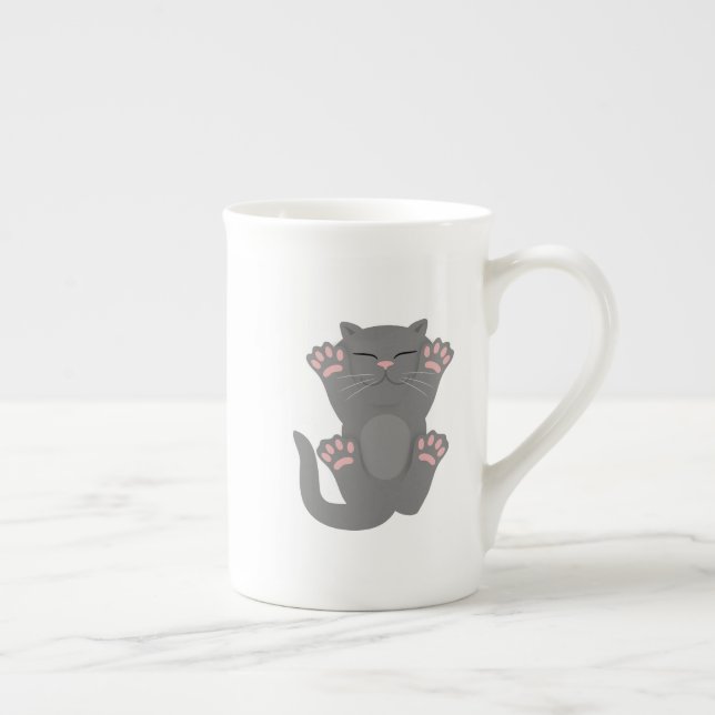 Cat Sleeping Bone China Mug (Right)
