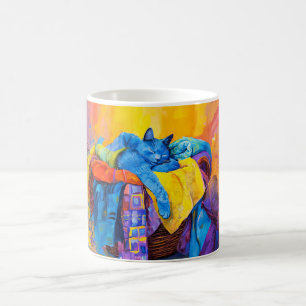 Cat Sleeping in Laundry Pile Coffee Mug