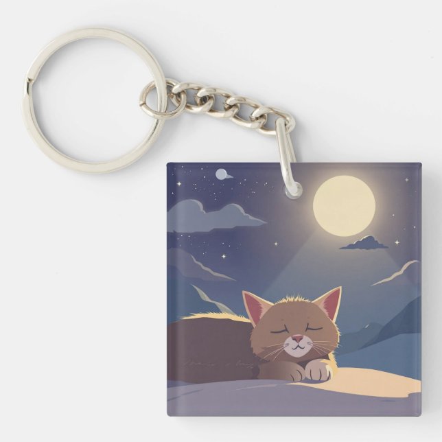 Cat sleeping key ring (Front)