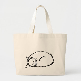 cat sleeping large tote bag