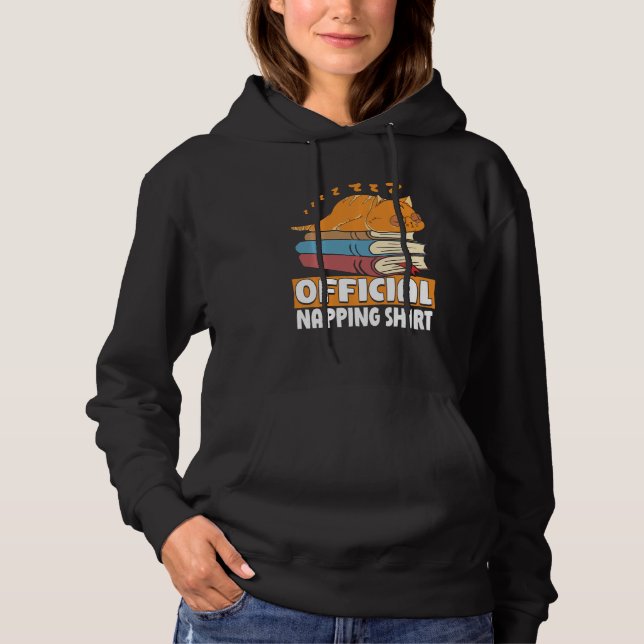 Cat Sleeping Napping Bookworm Reading Book Lover B Hoodie (Front)