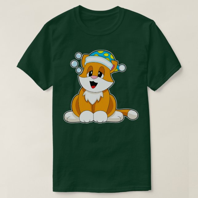 Cat Sleeping Nightcap T-Shirt (Design Front)