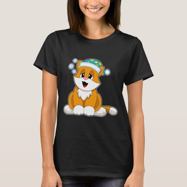 Cat Sleeping Nightcap T-Shirt (Front)