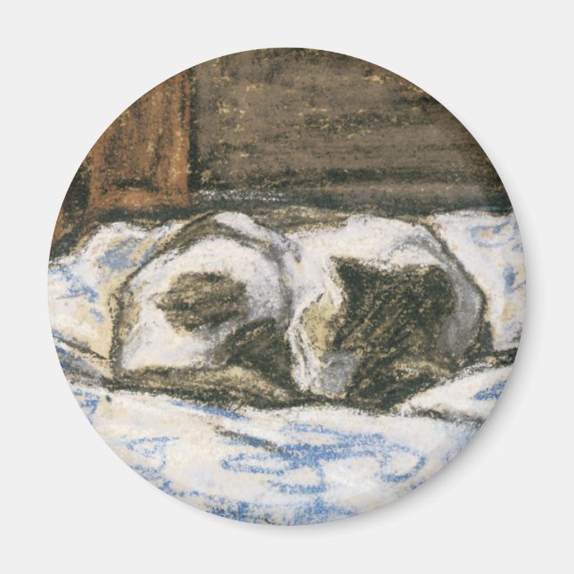 Cat Sleeping on a Bed by Claude Monet Magnet (Front)
