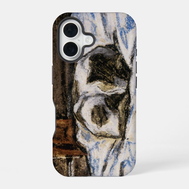 Cat Sleeping on a Bed iPhone 16 Case (Back)
