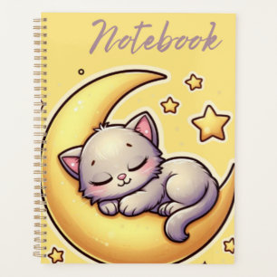 Cat Sleeping On The Moon Notebook Planner