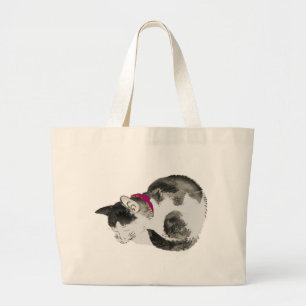 Cat sleeping tote bag