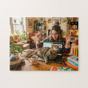 Cat Sleeps On Laptop During Meeting Jigsaw Puzzle
