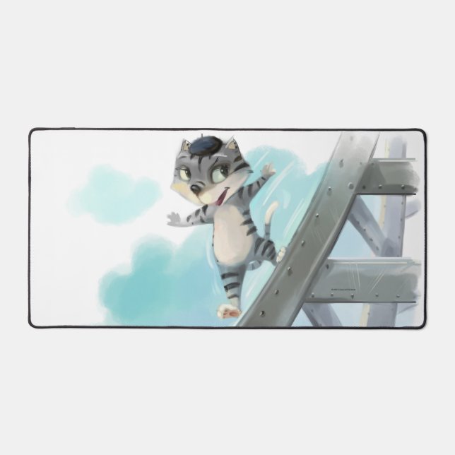 Cat Slides Eiffel Tower – Paris Desk Mat (Front)