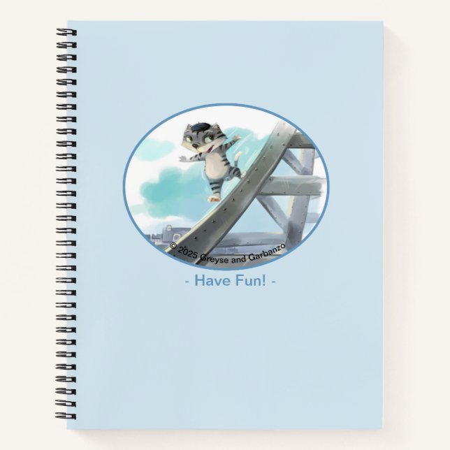 Cat Slides Eiffel Tower –Paris Fun Spiral Notebook (Front)