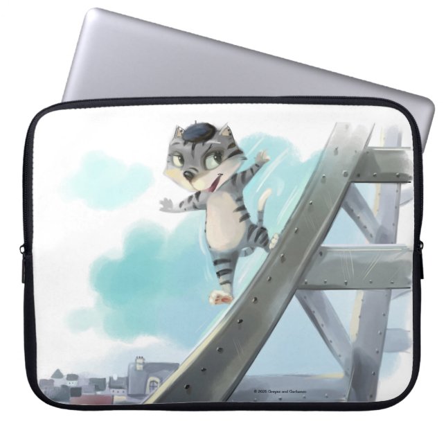 Cat Slides Eiffel Tower – Paris Laptop Sleeve (Front)