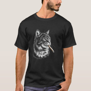 Cat Smoking Cigar Cigarette, Funny Smoker Hipster T-Shirt