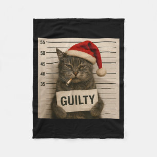 Cat Smoking Cigarette Christmas Funny Meme Cat  Fleece Blanket
