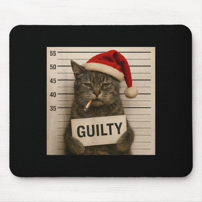Cat Smoking Cigarette Christmas Funny Meme Cat  Mouse Pad (Front)