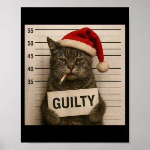 Cat Smoking Cigarette Christmas Funny Meme Cat Poster