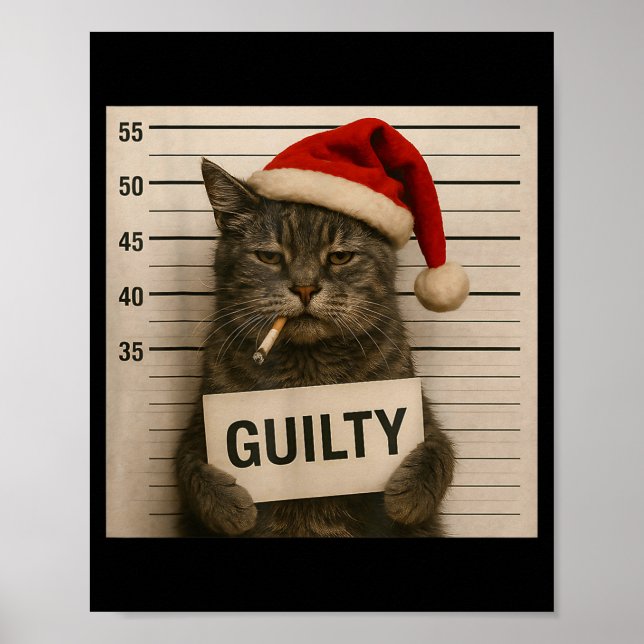 Cat Smoking Cigarette Christmas Funny Meme Cat  Poster (Front)